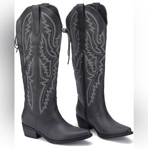 Embroidered Heeled Cowboy Boots (Wide Calf Friendly)